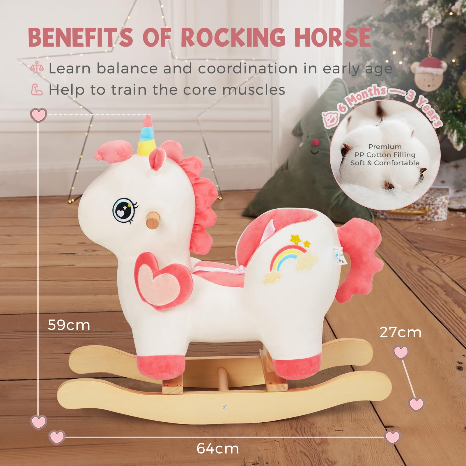 Labebe rocking horse suitable for ages 6 months to 3 years.