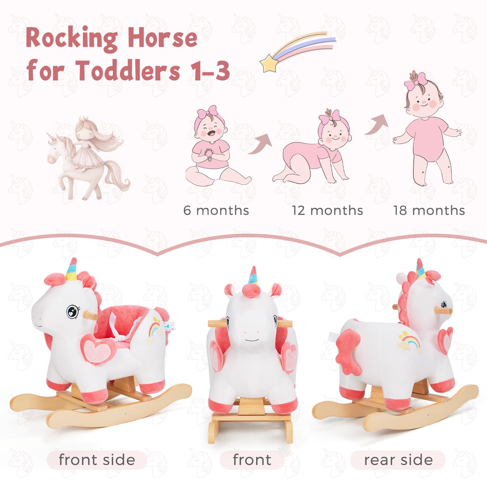 Labebe baby rocking horse with soft plush cover for cozy play.