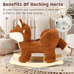 Labebe fox rocking horse backrest keeps toddlers secure during rocking.