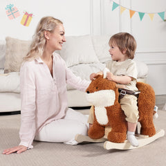 Labebe fox rocking horse with rattling ears stimulates baby's hearing.