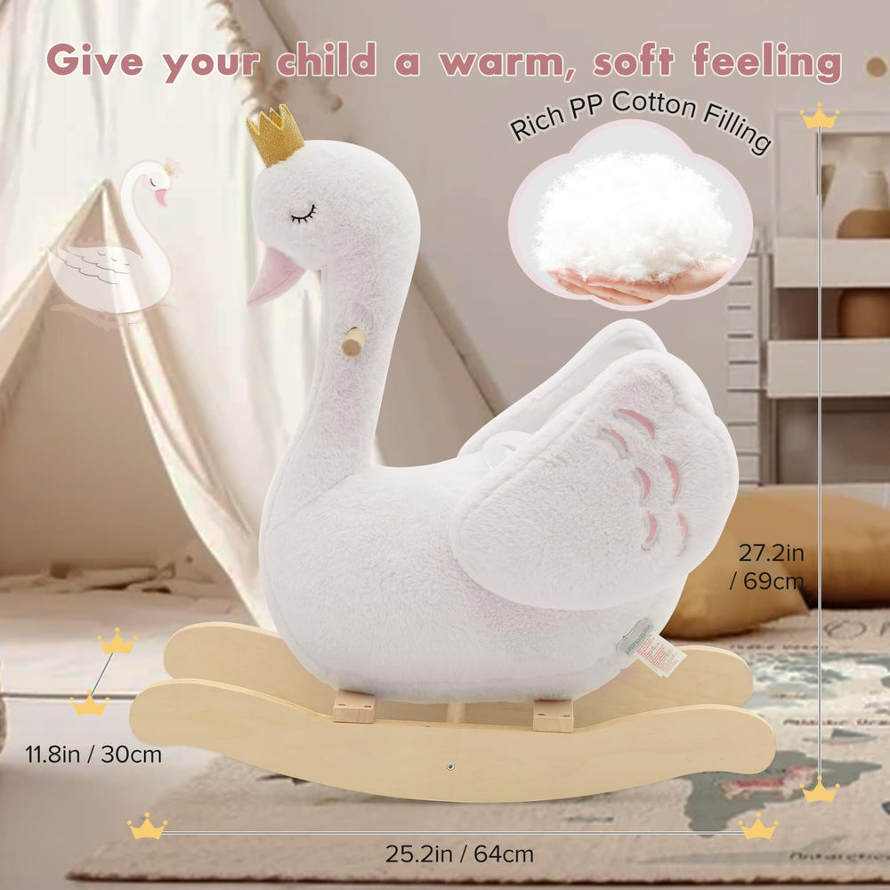 Labebe Kids Rocking Horse White Swan easy-clean fabric close-up for quick stain removal