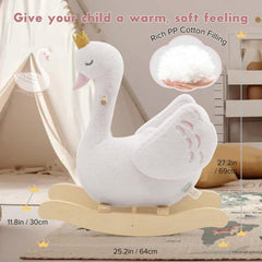 Labebe Kids Rocking Horse White Swan easy-clean fabric close-up for quick stain removal