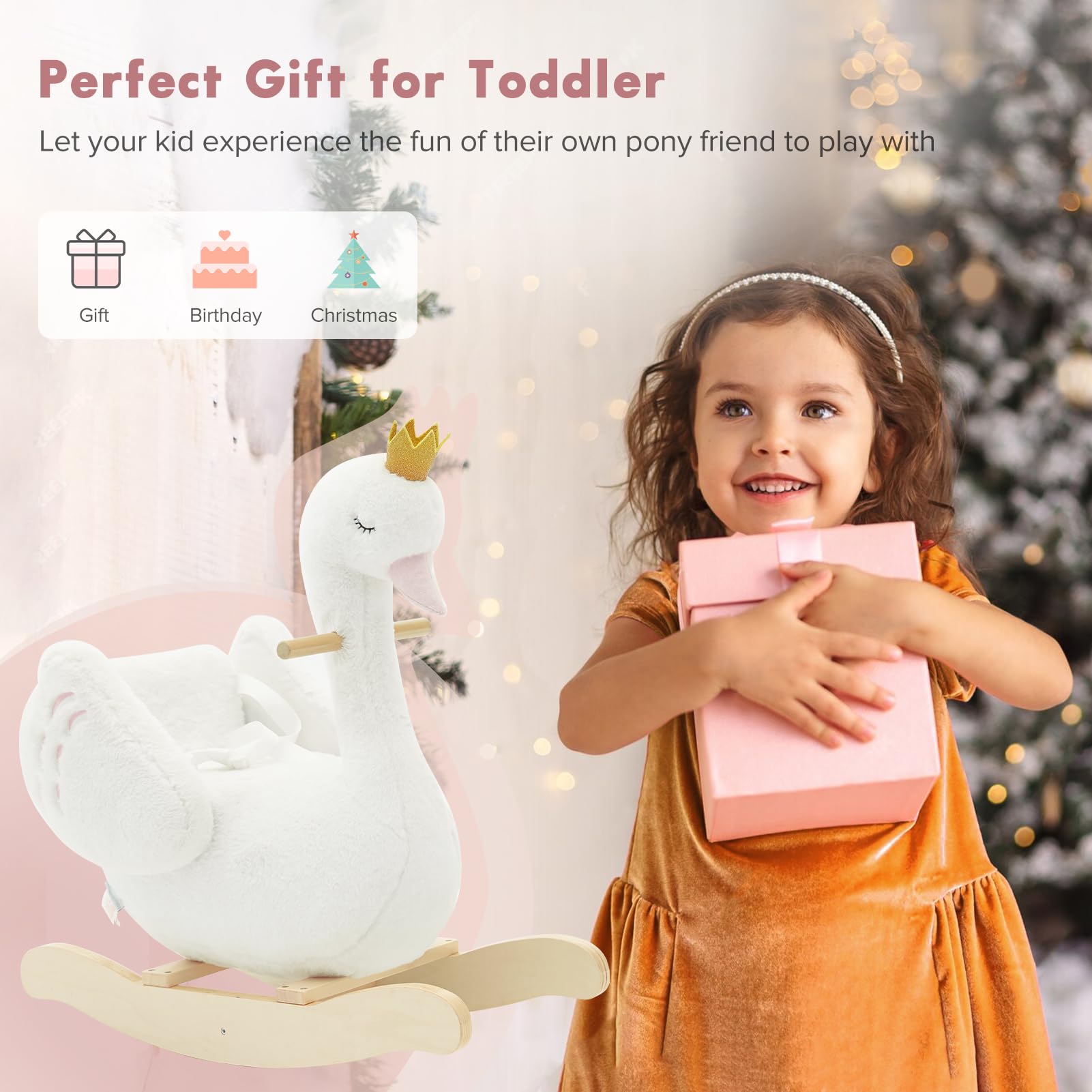 Labebe Kids Rocking Horse White Swan gift-packaging view suggests ready-to-gift present