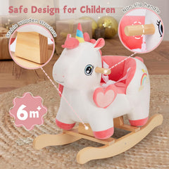 Labebe rocking horse featuring a secure seat belt for safety.