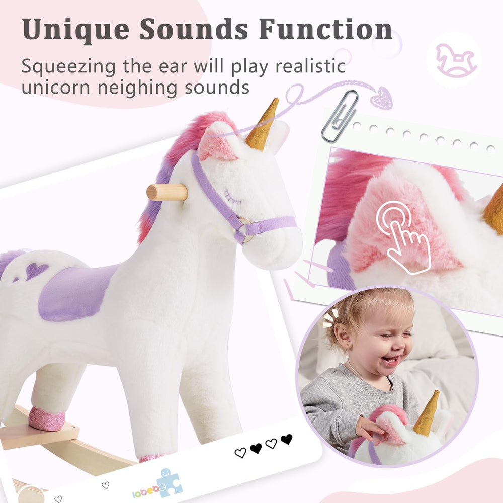 Labebe soft plush fabric with secure stitching on purple unicorn