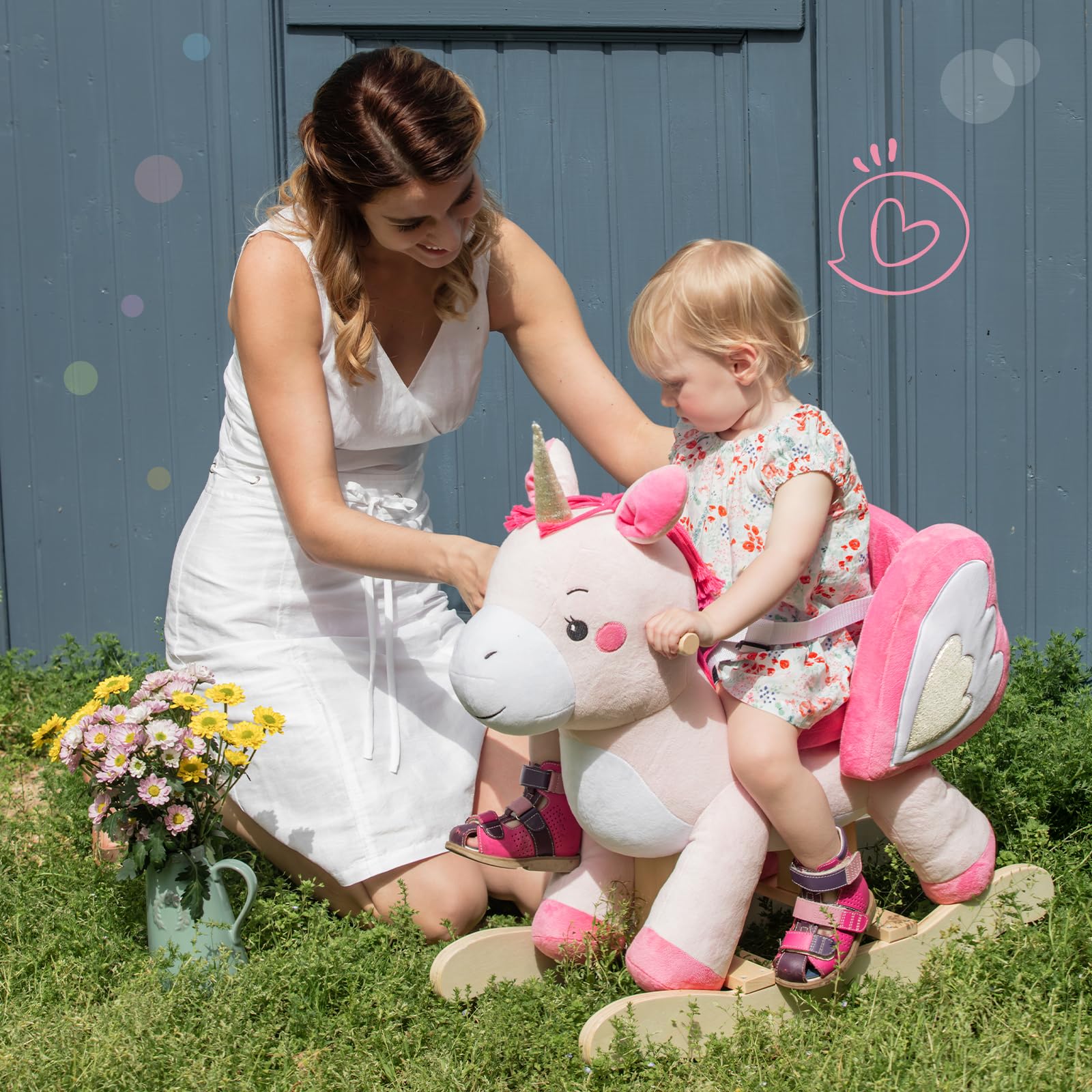 Labebe unicorn rocker in a cozy nursery or playroom