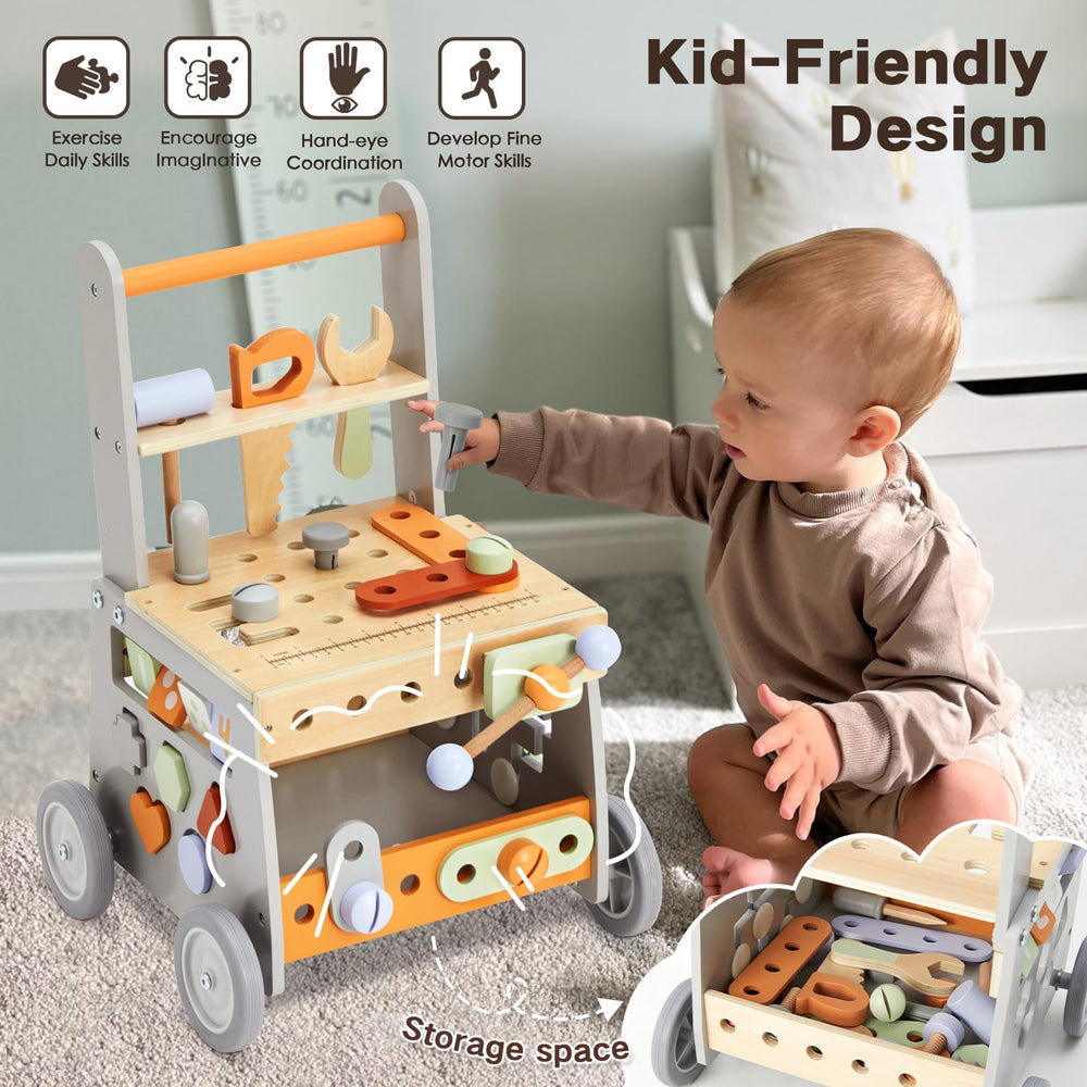 Labebe interactive learning panel with gears and shapes boosts hand-eye coordination.