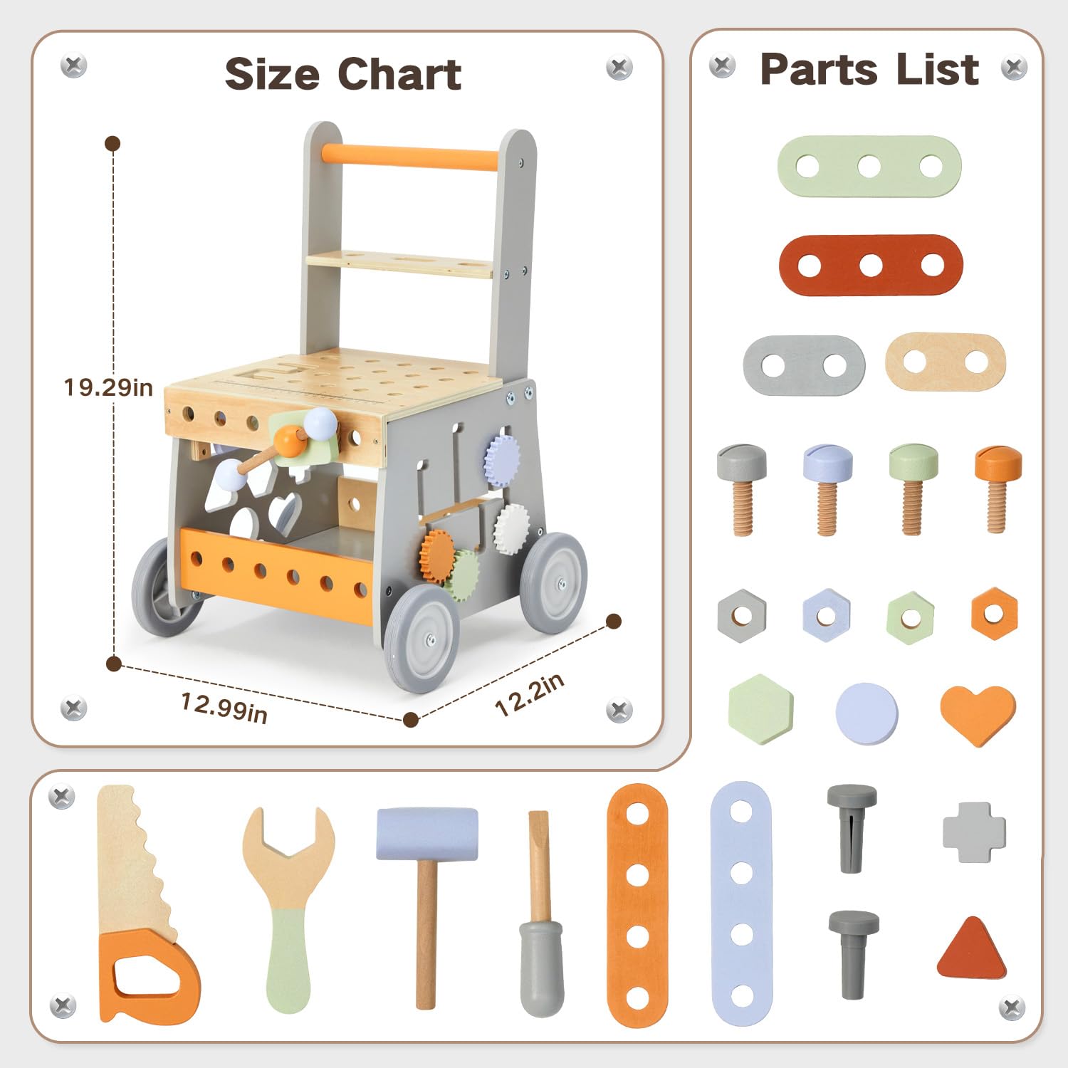 Labebe wooden finish blends with nursery decor while encouraging exploration.