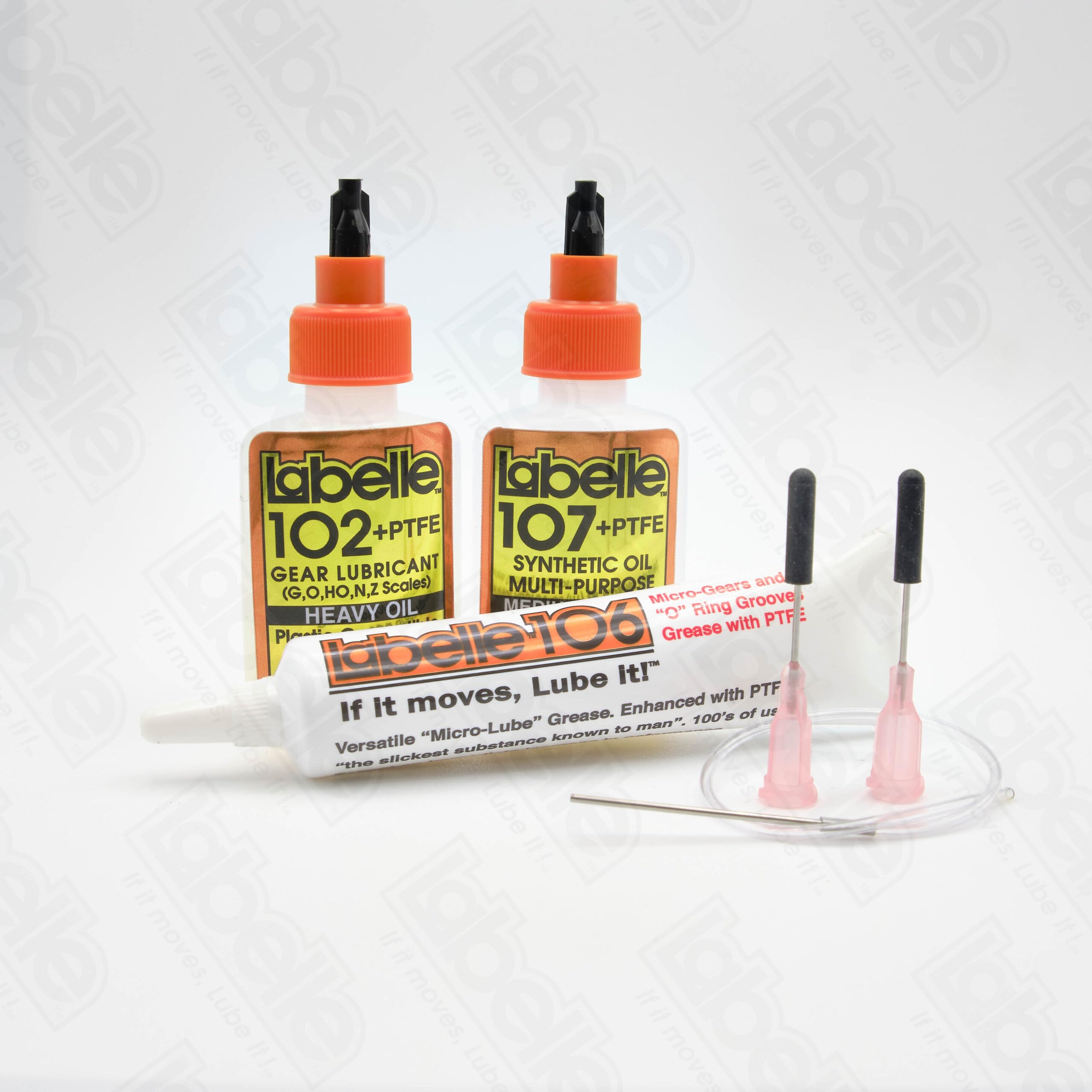 Labelle Lubricants 3pak packaging ready for maintenance on trains and RC vehicles
