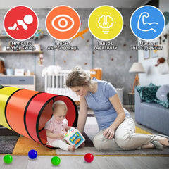 Labeol play tunnel pops up quickly for easy setup and instant play.