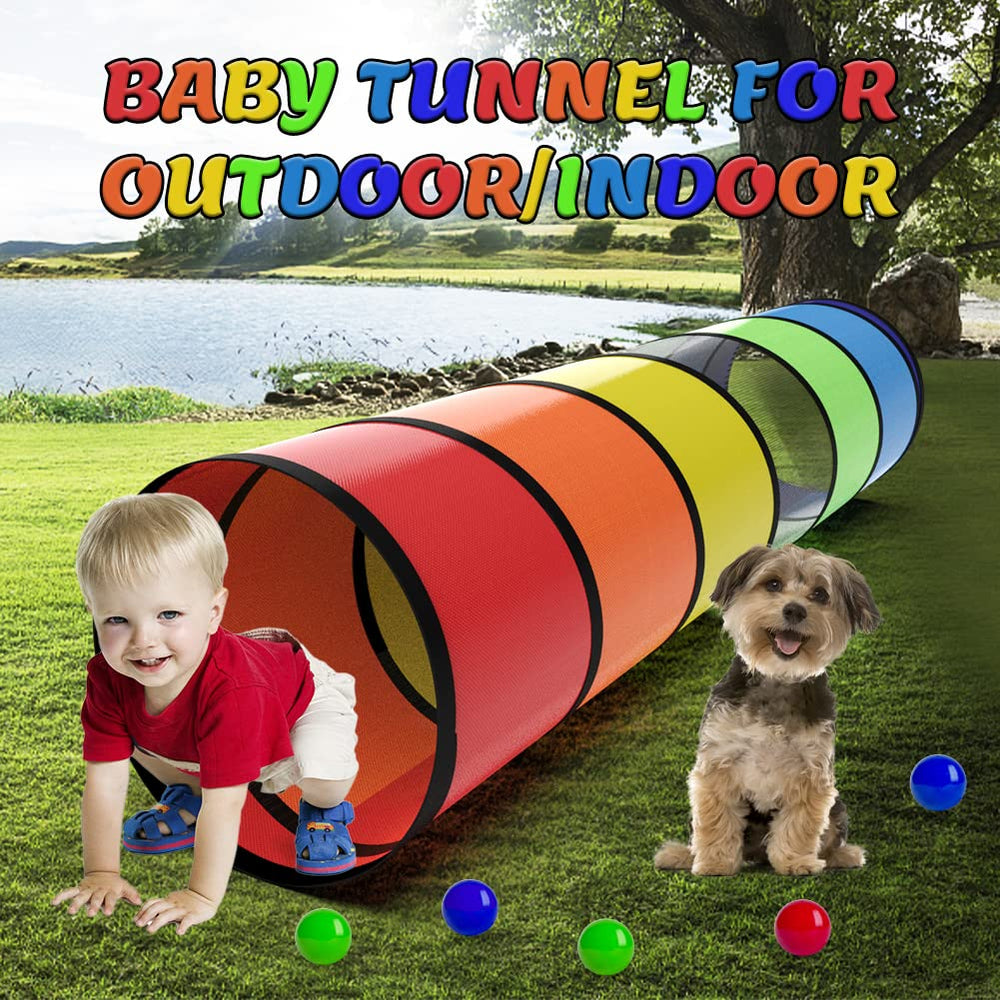Labeol six-foot tunnel length supports active crawling and toy integration.