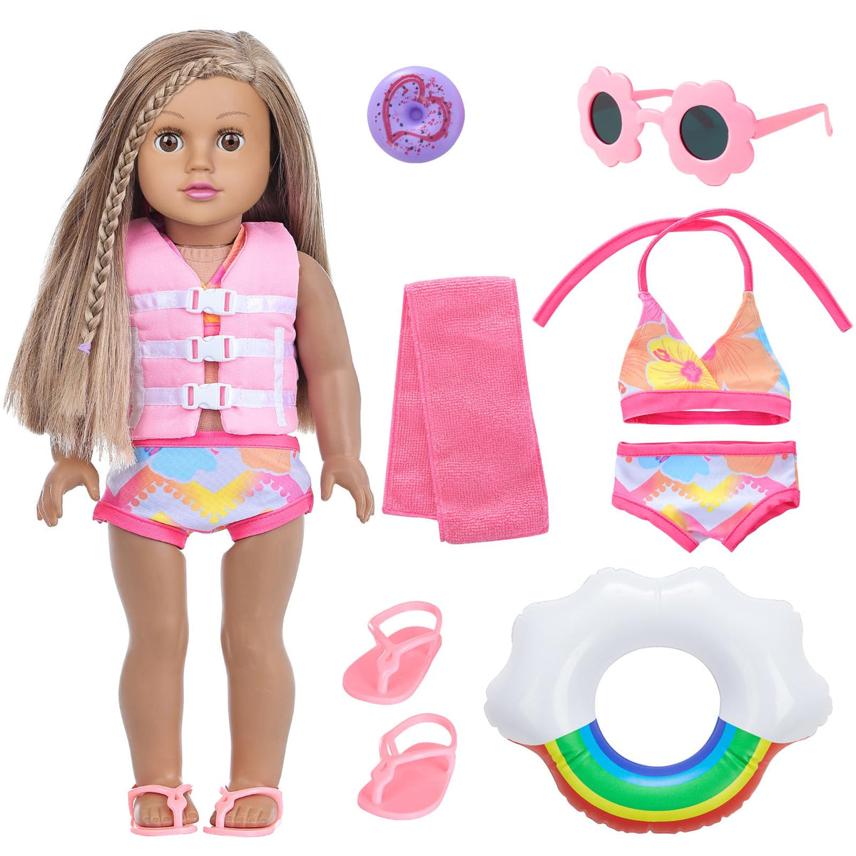 Labooboo 18-inch doll swimwear set enhances pretend play and styling fun.