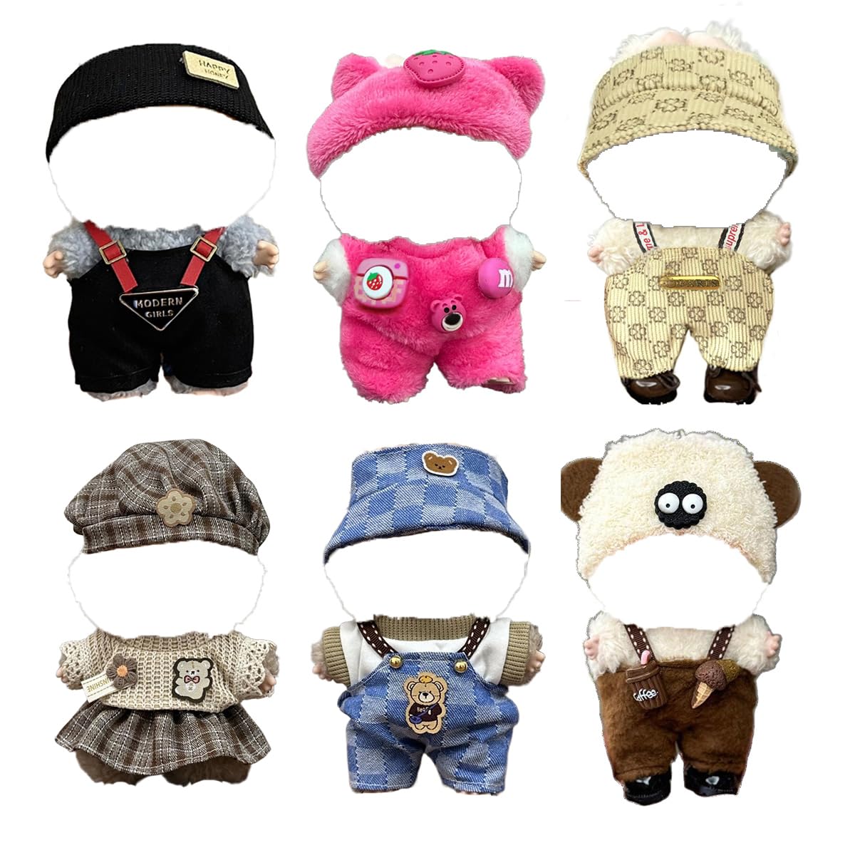 Labooboo 6-set clothes for 17cm dolls, versatile play-ready outfits