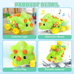 LACCHOUFEE tummy-time dinosaur with lights encourages baby's gaze and curiosity