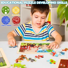LACCHOUFEE educational toddler puzzles stimulate memory and logical thinking during activities