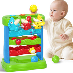 LACCHOUFEE Feeding The Dinosaur toy showing dino mouths with colorful balls for sensory play