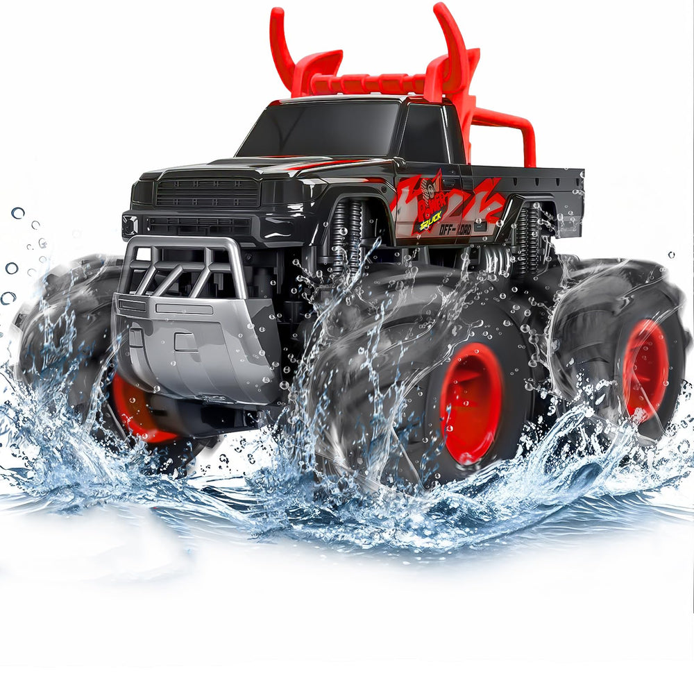LACCHOUFEE monster truck RC red ready for outdoor adventures.