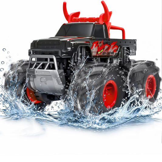 LACCHOUFEE monster truck RC red ready for outdoor adventures.