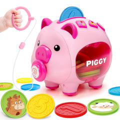 LACCHOUFEE musical piggy toy with pull cord aiding early walking