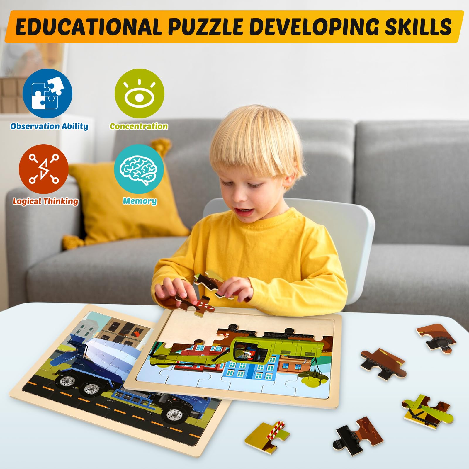 LACCHOUFEE smooth-edges wooden puzzle keeps toddler play safe and comfortable