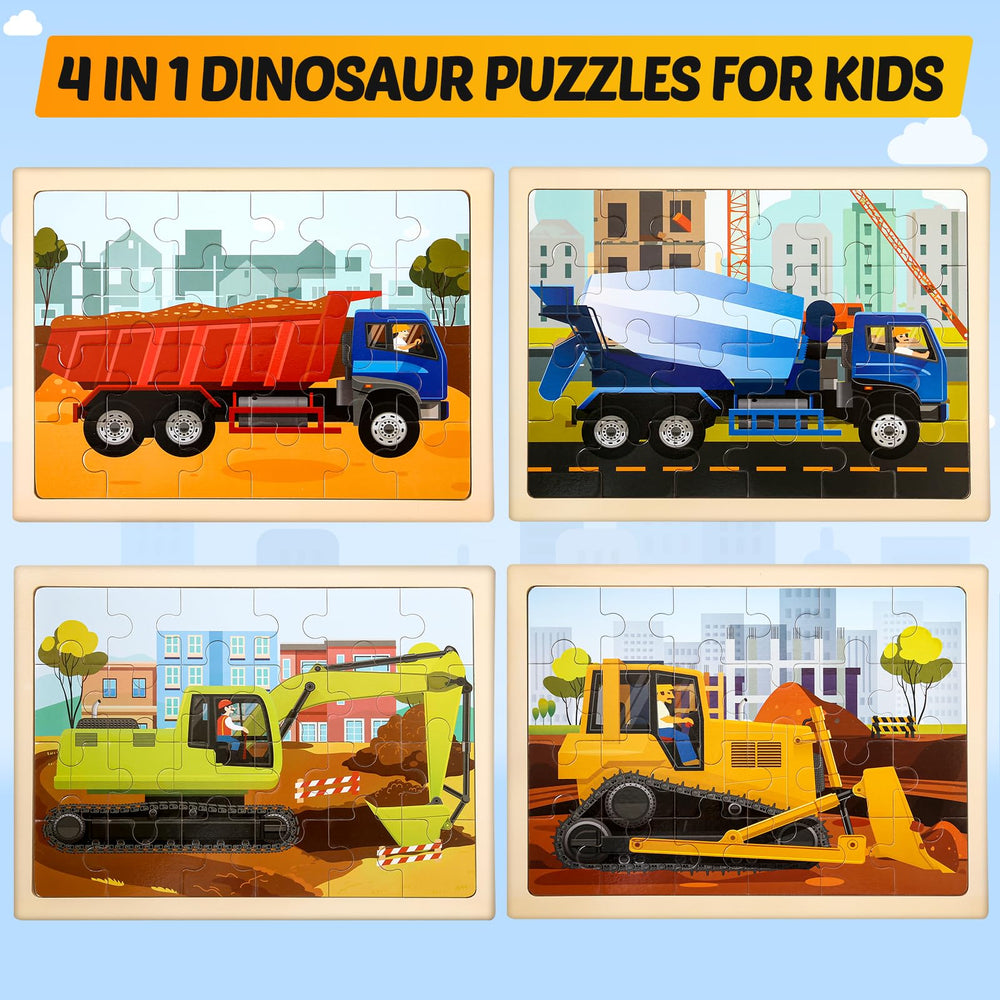 LACCHOUFEE transport truck wooden vehicle puzzle sparks imaginative play and logic