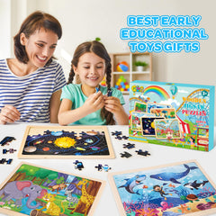 LACCHOUFEE wooden puzzles 6-pack set offers shared play and practice
