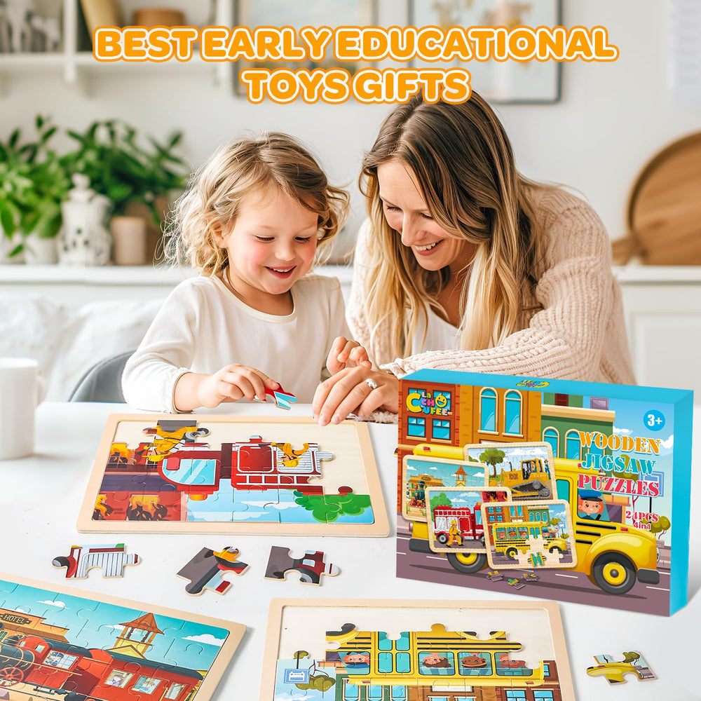 LACCHOUFEE wooden puzzle playboards invites cooperative play and shared learning