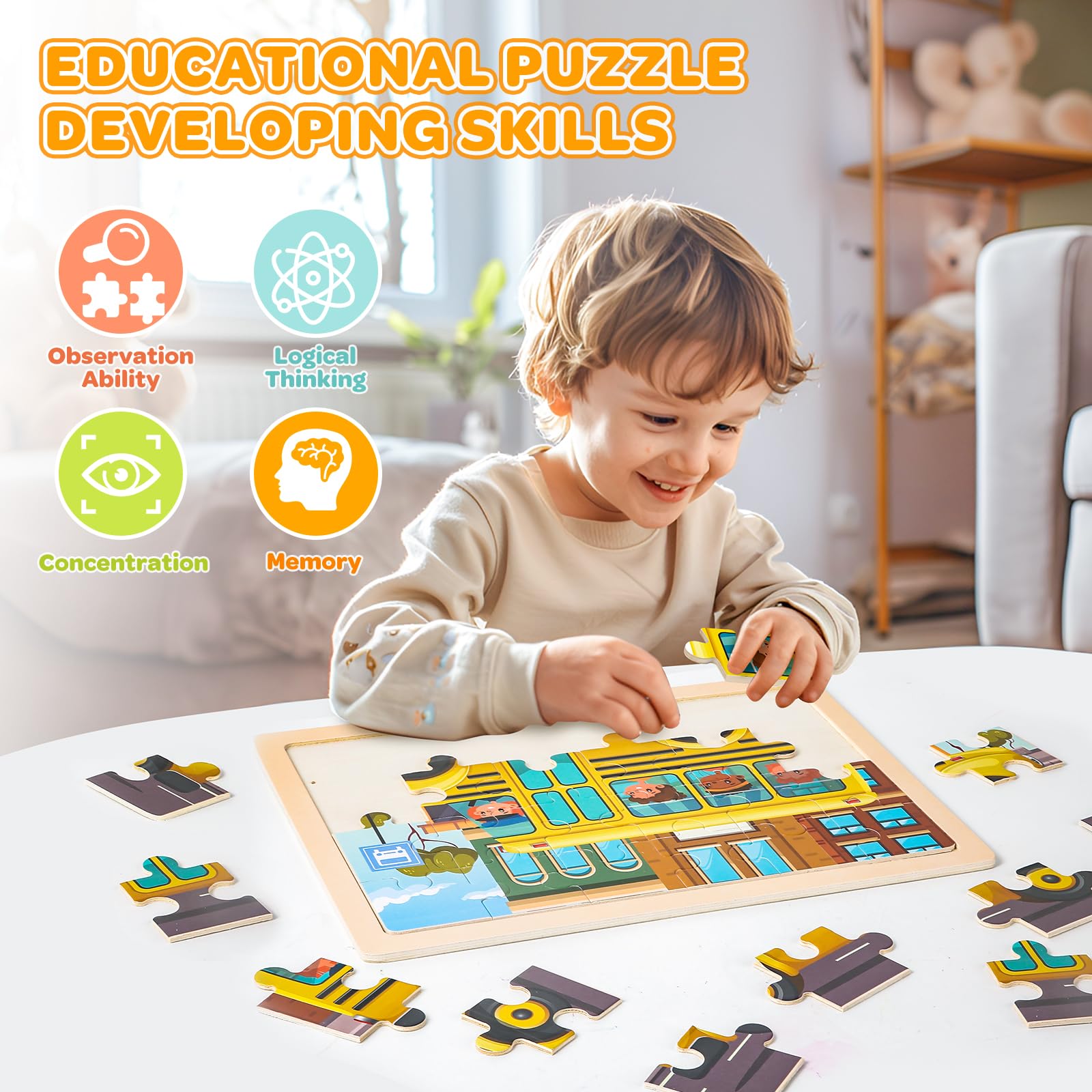 LACCHOUFEE shape blocks puzzle enhances spatial awareness.