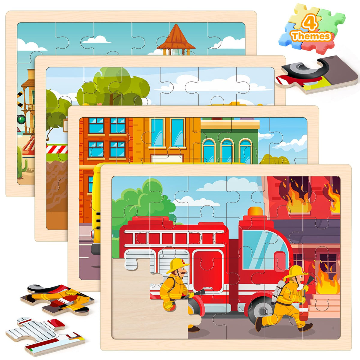 LACCHOUFEE wooden train puzzle enhances fine motor skills and concentration.