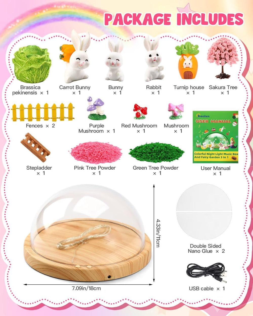 Laclun bunny night light soft warm glow for cozy bedtimes.