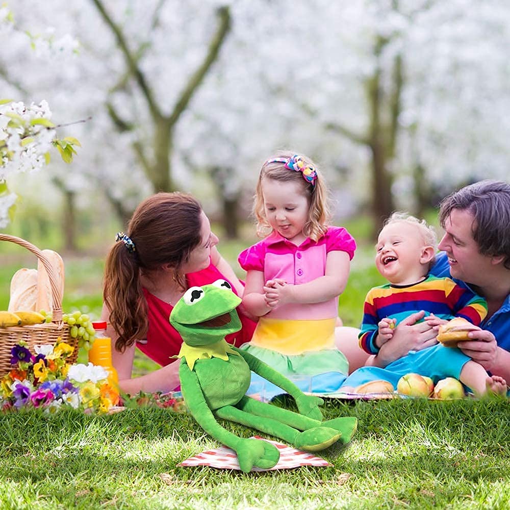 Lacroky Kermit plush is easy to hold and squeeze for sensory play.