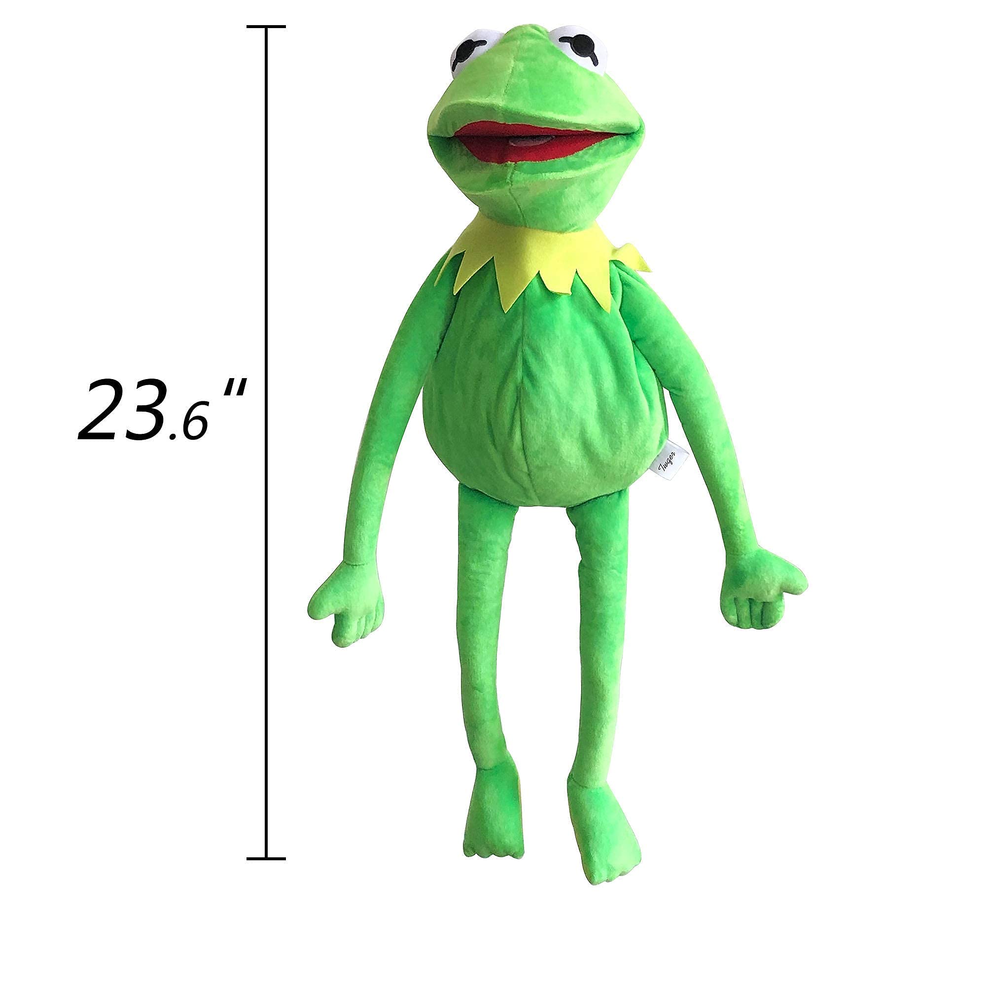 Lacroky Kermit hand puppet with soft plush body for gentle hugs and easy handling.