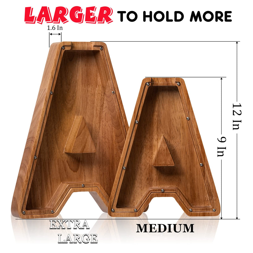 Ladenk Piggy Bank Letter A inside view reveals spacious cavity for growing savings