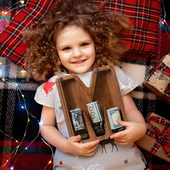 Ladenk piggy bank with removable screws for easy access.