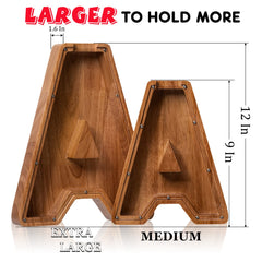 Ladenk wooden letter piggy bank with Montessori style for early saving.