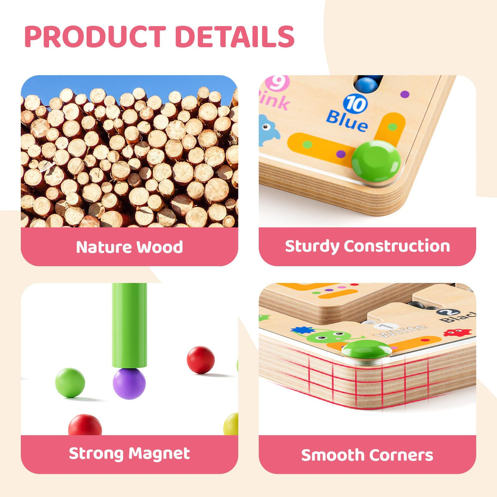 LADFAR Magnetic Maze Safe Wood Design—non-toxic materials and smooth edges