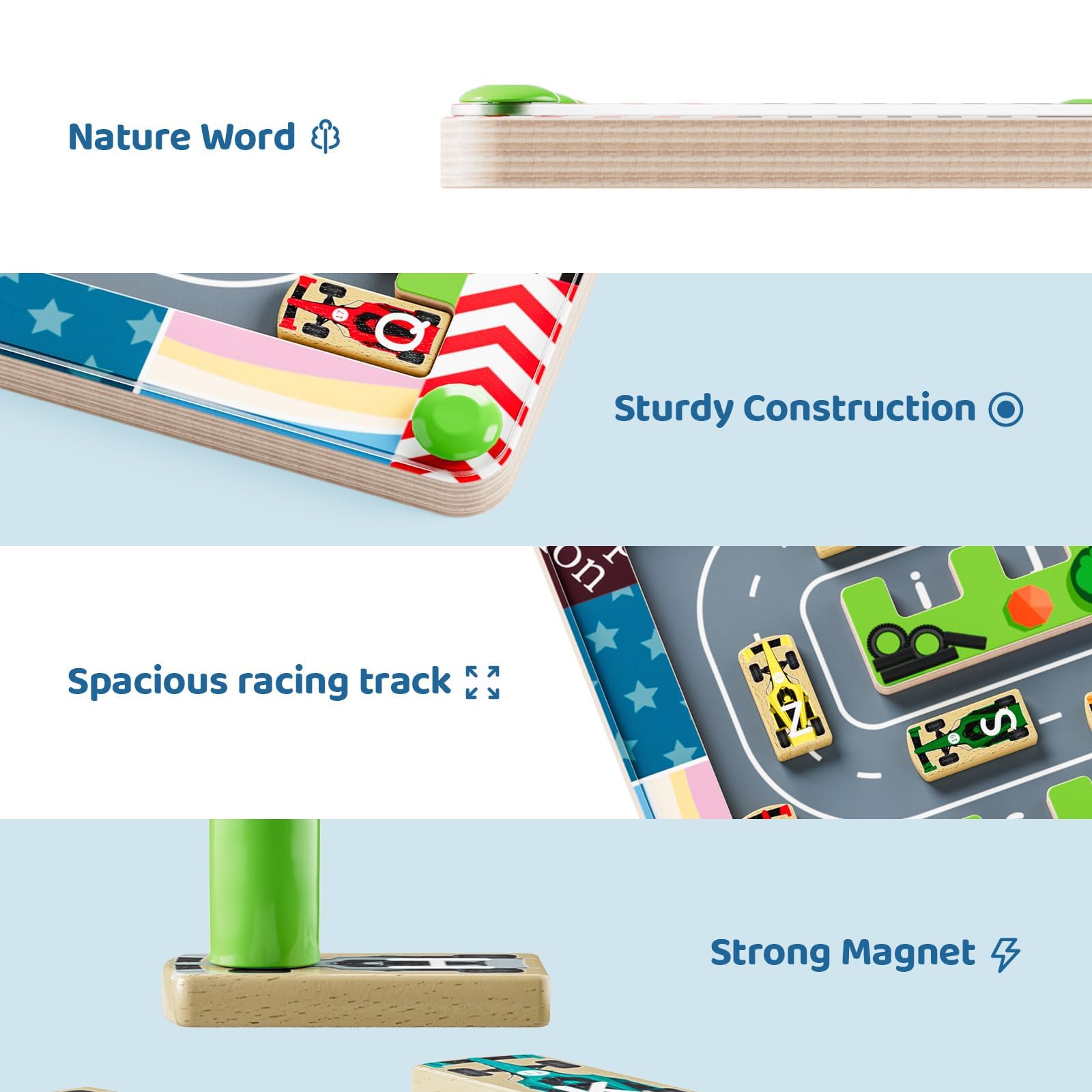 LADFAR Magnetic Maze wooden puzzle elements offer durable, screen-free play.