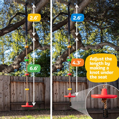 LÆGENDARY Tree Swing multicolor design brightens the backyard.