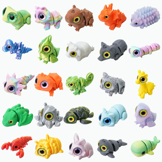 Laehovr 25PC mini 3D printed animals with shining eyes for classroom rewards and focus.