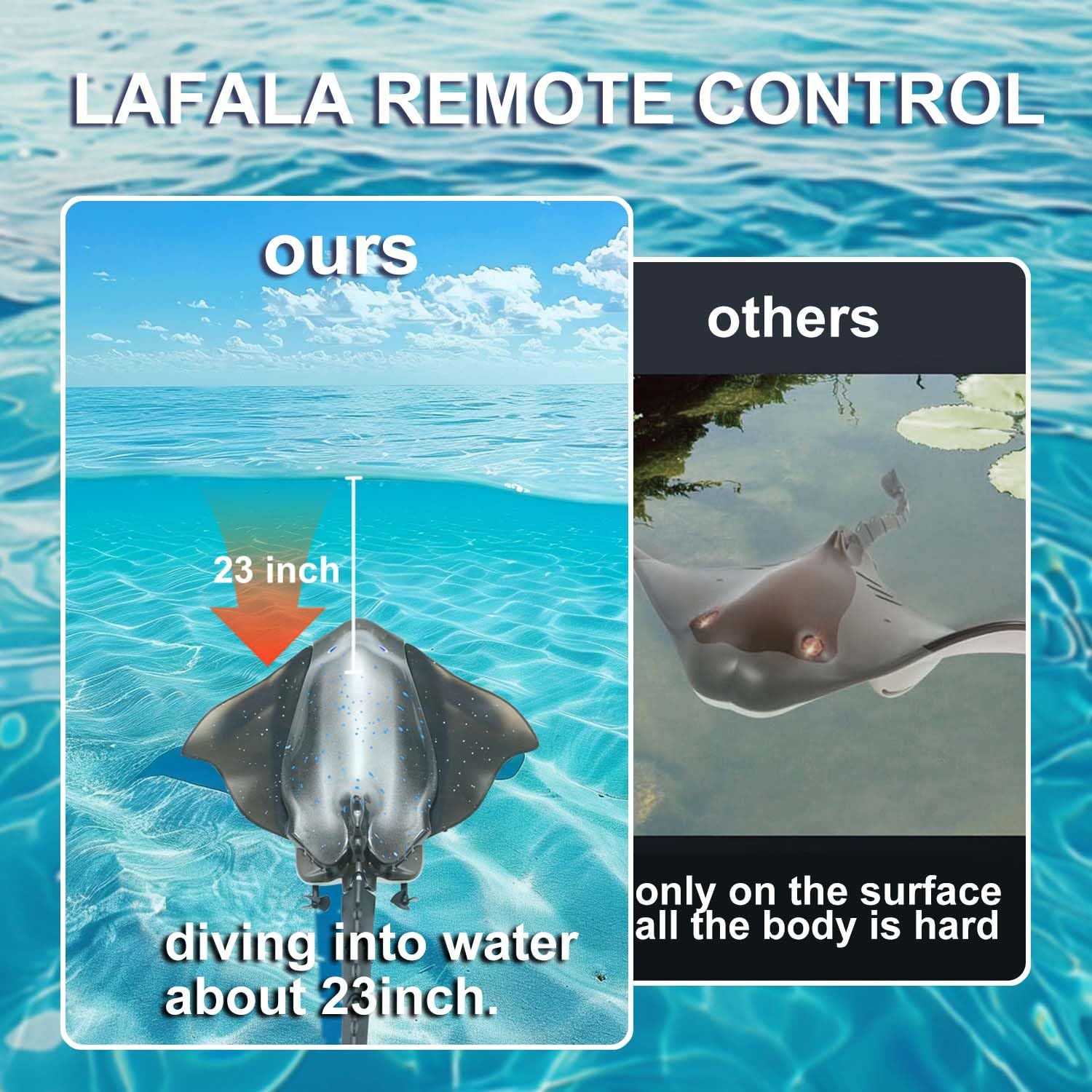 LAFALA stingray shows lifelike wing action for immersive water fun.