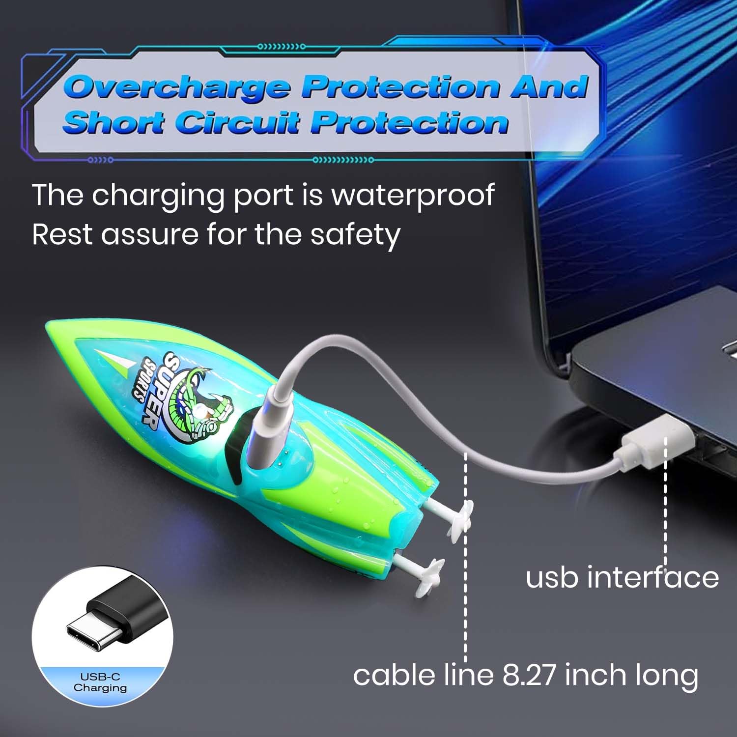 LAFALA RC boat offers a 10-meter range for group play without interference