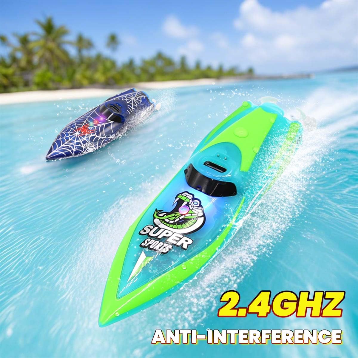 LAFALA RC boat with built-in rechargeable battery and USB-C charging