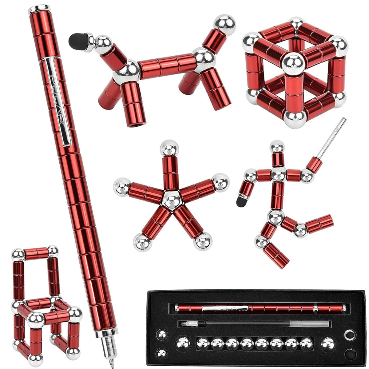 Lafoxla fidget pen decompression red, tactile shape-shifting for focus and play