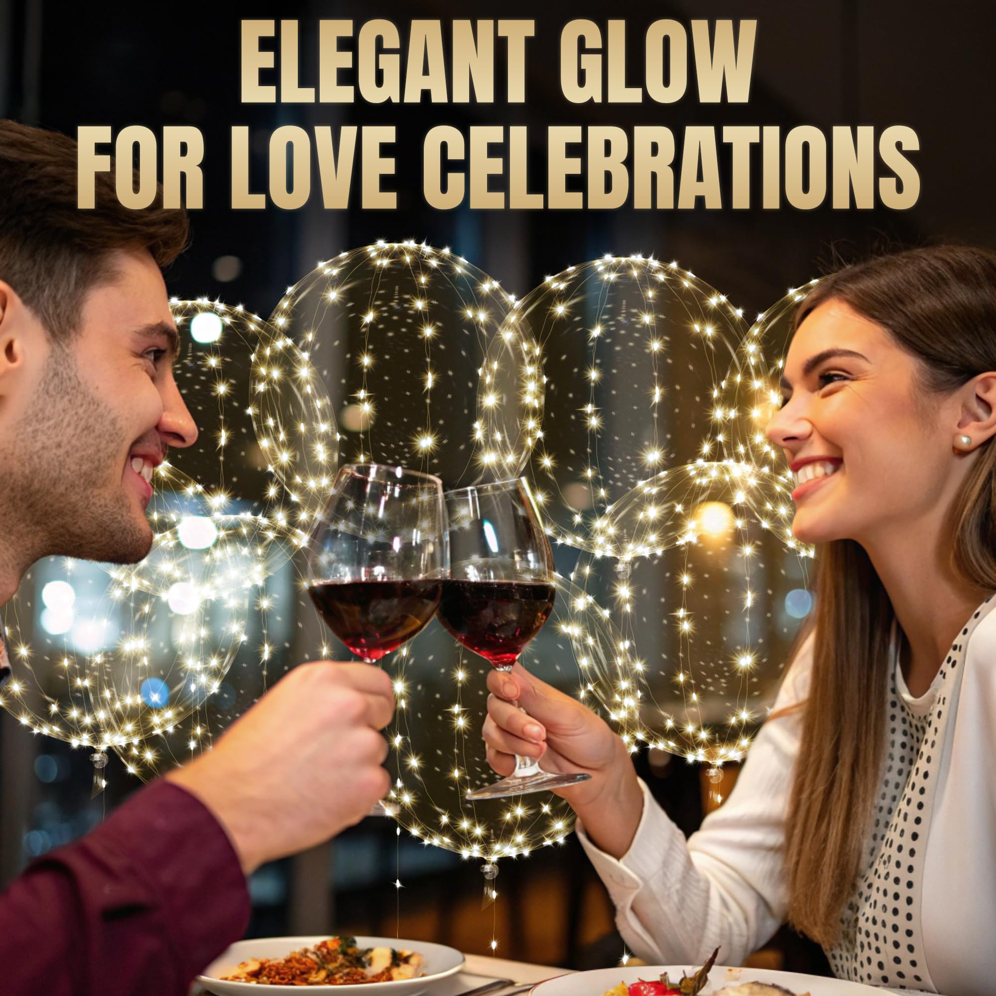 Lagarto soft warm glow from light-up balloons in scene