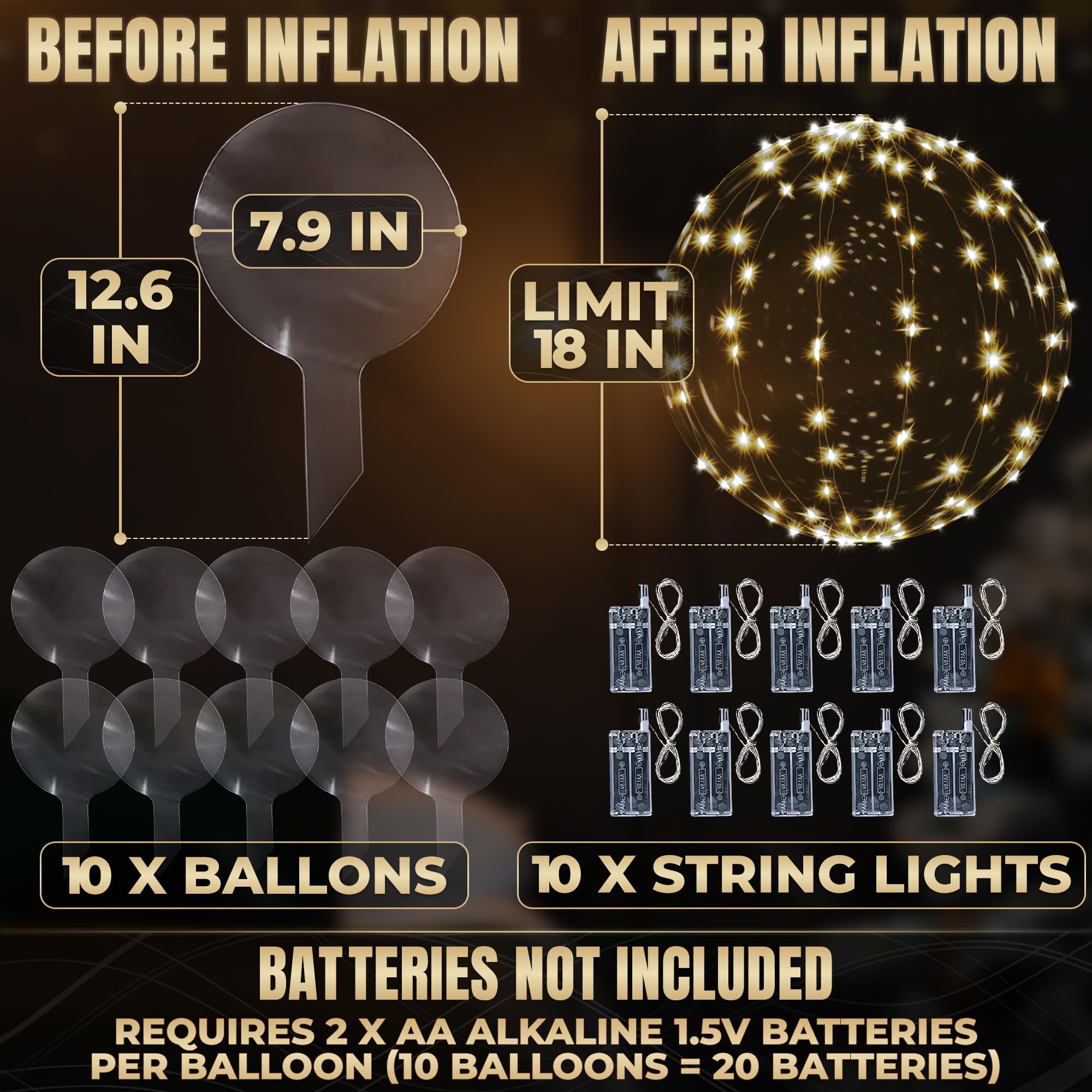 Lagarto clear TPU balloon inflated to 20 inches for a dramatic glow