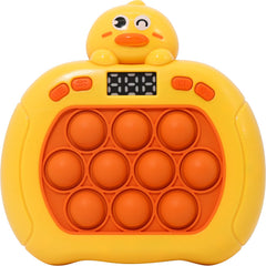 LAHAND Quick Push Bubble Game yellow duck front view showing tactile bubbles