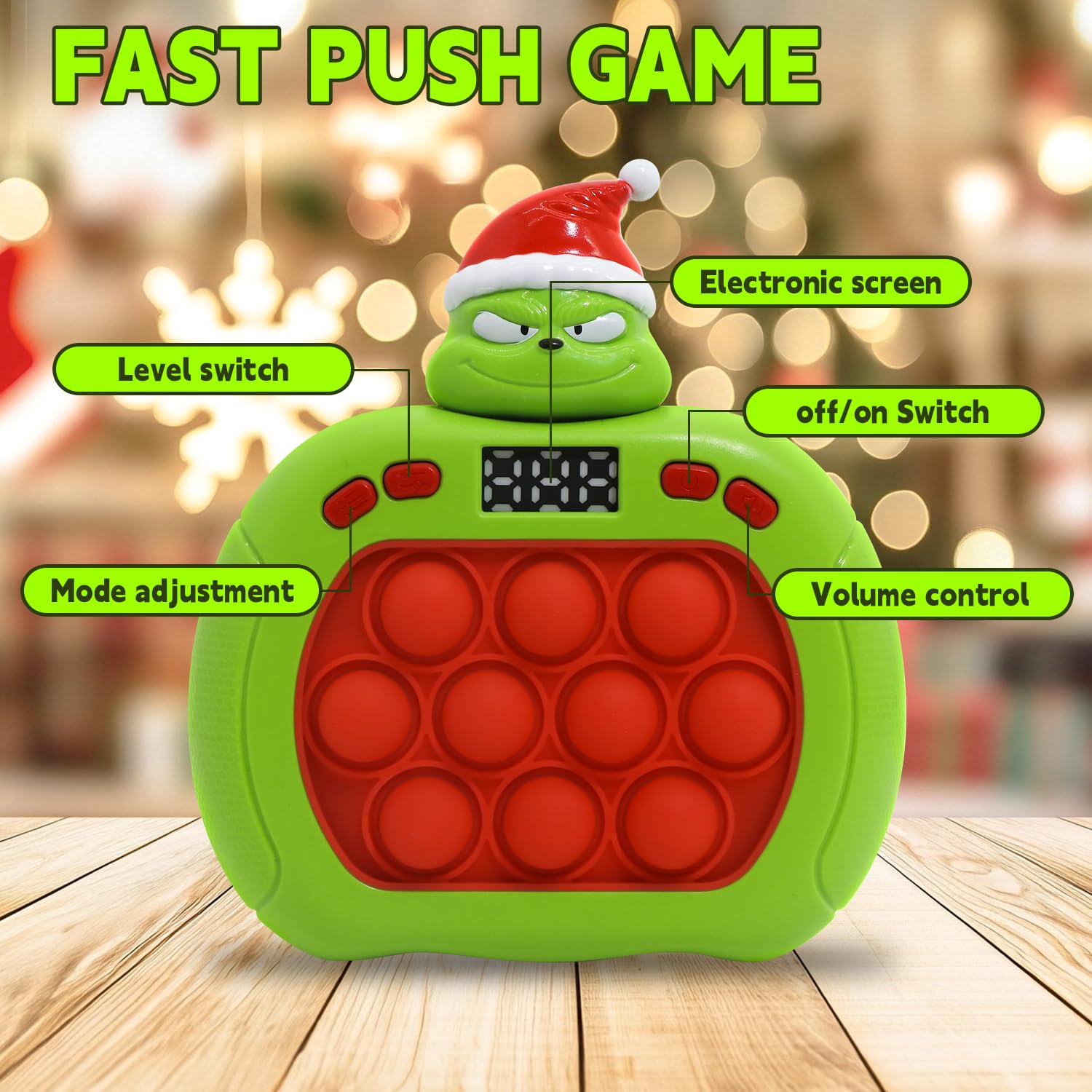 LAHAND Quick Push Bubble Game yellow duck LED display active