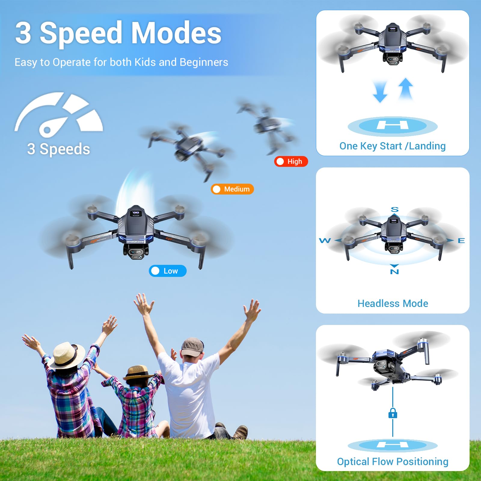 LAHEYI drone shows real-time battery percentage for flight planning