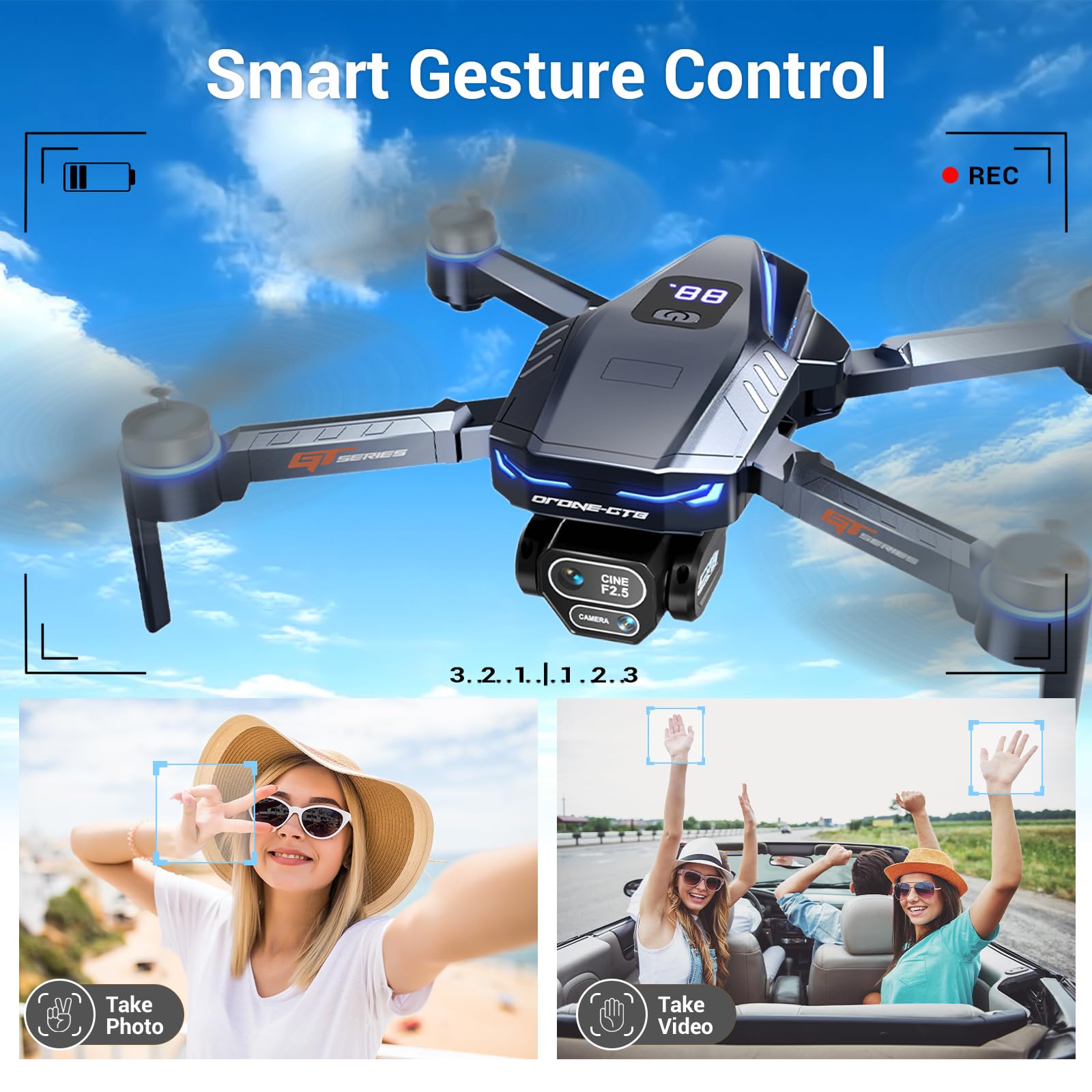 LAHEYI drone includes two batteries and a portable storage case