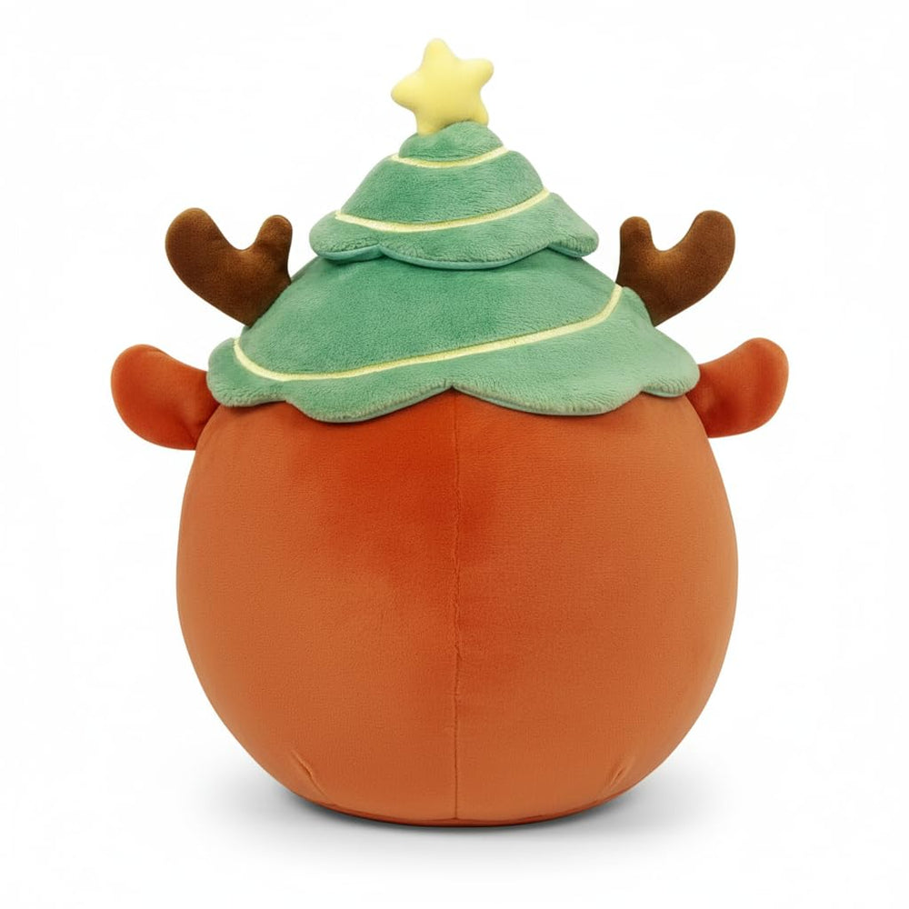 LAIDFUN Reindeer Merry plush highlight yellow star detail on tree hat for festive charm.